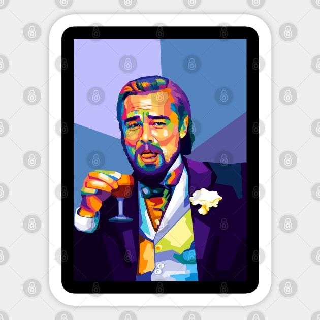 Laughing Leonardo Dicaprio Meme Pop Art Sticker by SiksisArt